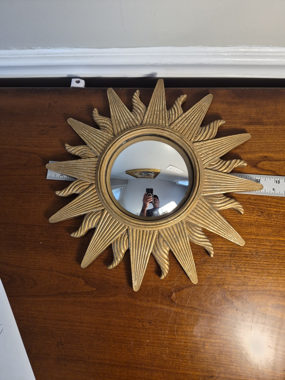 Vintage 80's Gold Sunburst Wall Mirror - Decorative Home Wall Decor